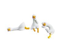 JunZheHub 1 Pièce Figurine D'Oie Blanche Accessoire Décoratif Bureau Animal 3D Ornement Mignon pour Écran Ordinateur En PVC Adaptée Aux Collections Décoration V, Ensemble 3 Pièces