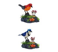 JunZheHub 2 Pièces Oiseau en Cage Électronique Jouet Interactif Sons Réalistes Mouvement Automatique Fonction Voix Convient pour Décoration Bureau Cadeau Enfant