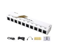 JunZheHub Alimentation pour Pédales D'effet, 10 Sorties Isolées, Réduction Du Bruit, Portable, avec étui PP, Polarité et Autocollants de Fixatio, Blanc