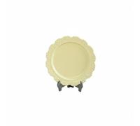 JunZheHub Assiette Miniature pour Maison de Poupée Plateau en Alliage Vaisselle d'Ornement de Collection Motif Délicat Gravé Style Français Classique Adaptée au, Jaune Crème, 27 4mm