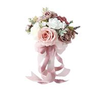 JunZheHub Bouquet de Mariée Artificiel Composé de Fleurs en Soie et de Roses Réalistes, Décoration Florale pour Mariages, Accessoire de Mariée Idéal pour, Style C