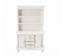 JunZheHub Cabinet de Maison de Poupée Doté d'Étagère Trois Niveaux Tiroirs et Mobiles Confectionné en Bois Adapté aux Collectionneurs Salon Bureau Mise en Scène, Blanc