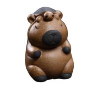 JunZheHub Capybara Figurine Statue Décorative Mini Ornement Animal Réalisé en Argile pour Bureau Salon Table Convient pour Cadeau Maison, Brun Foncé