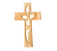 JunZheHub Croix en Bois Sculptée Cœur Croix Murale Suspendue Forme Cœur Bois Connexion Fait Main Adaptée pour Cadeau pour Amoureux Décoration Mariage, Blanc standard