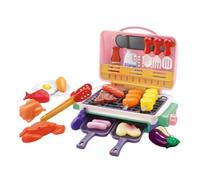 JunZheHub Cuisine Factice Barbecue pour Enfants avec Grille Support Latéral et Rangement Avant Accessoires Réalistes pour Jeu de Société et Développement Créatif Convient pour Salle de Jeu, Rose