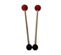 JunZheHub Deux Bâtons de Frappe à Double Tête avec Manches En Bois, Légers et Portables, avec Embouts En Feutre et En Caoutchouc, Adaptés à La Méditation, Rond Rouge et Noir