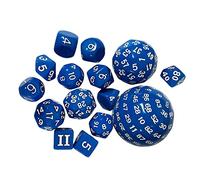 JunZheHub Ensemble de 15 Dés de Jeu Multifaces En Acrylique, Dés Polyédriques Faciles à Lire, Jeux de Rôle, Accessoires de Fête, Collection, Jeu éducatif de Mat, Bleu