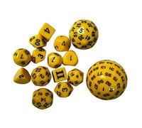 JunZheHub Ensemble de 15 Dés de Jeu Multifaces En Acrylique, Dés Polyédriques Faciles à Lire, Jeux de Rôle, Accessoires de Fête, Collection, Jeu éducatif de Mat, JAUNE