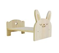 JunZheHub Ensemble de Chambre pour Maison de Poupée Miniature avec Lit En Bois pour Poupées à L'échelle 1/6, Lapin
