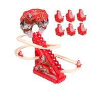 JunZheHub Escalier électrique pour Papa, Escalier de Papa avec Lumière et Musique, Cadeau Idéal pour Les Fêtes D'enfants, avec 9 Figurines de Père Noël
