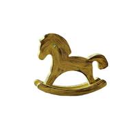 JunZheHub Figurine Cheval à Bascule Objet Décoratif Statue de Table Sculpture Artisanale En Bois Robuste Appropriée pour Le Bureau et Comme Cadeau D'Anniversair, Jaune