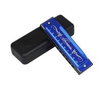 JunZheHub Harmonica, Instrument à Vent, Harmonica à Bouche Diatonique à 10 Trous, Idéal pour Les Cours de Musique, En Polypropylène et Métal, Facile à Nettoyer, Bleu