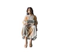 JunZheHub Jésus Figurine Sculpture Assise Résine Miniature Créative Ornement Message Gravé Compagnon Décoratif Adapté Bibliothèque Chambre Espace de Travail, S