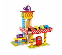 JunZheHub Jeu pour Enfants Ensemble Garage Voitures Jouet Éducatif Bois Trois Niveaux Ascenseur Mécanique Convient pour Développement Sensoriel Chambre d'enfant Activité Ludique, M-Petit Parking