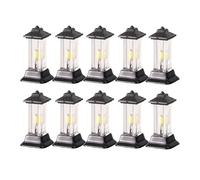 JunZheHub Lot de 10 Mini Lampadaires Miniatures à L'échelle 1/100, Accessoires pour Jardin Féerique, Blanc Chaud