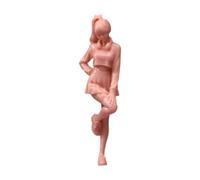 JunZheHub Miniature Figurine Femme Résine Casque Queue Cheval Posture Dynamique Aménagement Micro Monde Usage Scènes Approprié Bureau Maison Table, Incolore