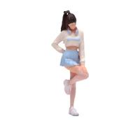 JunZheHub Miniature Figurine Femme Résine Casque Queue Cheval Posture Dynamique Aménagement Micro Monde Usage Scènes Approprié Bureau Maison Table, Coloré