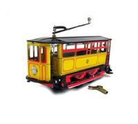 JunZheHub Modèle de Tramway Ancien Réplique de Véhicule Collectible Maquette Métal Accessoire Décoratif Mécanisme Manuel à Clef Artisanat en Tôle Convient à, Jaune