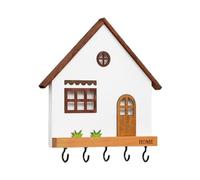 JunZheHub Porte-clés Mural Décoratif, Organiseur de Clés En Bois avec Cinq Crochets pour Clés et Accessoires, Convient pour Un Couloir Ou Un Bureau, Noir