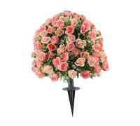 JunZheHub Rosier Artificiel Boule Arbuste Faux Feuillage Plante Décorative Fleur Réaliste En Soie Pp avec Piquet Insérable Convenant à Patio Entrée, Rose