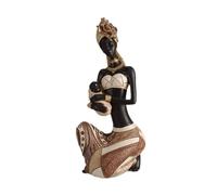 JunZheHub Statue Africaine Statuette Figurine Décorative Sculpture En Résine Pièce D'Art Traditionnelle et Sophistiquée Approprié pour Une Étagère Une, Squatter