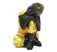 JunZheHub Statue Bouddha Statuette Figurine Méditation Décoration en Résine pour Harmonie Intérieure et Collection Adaptée pour Bureau Salon Restaurant, Visage à gauche