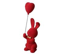 JunZheHub Statue de Lapin avec Ballon En Forme de Cœur, Figurine En Résine Aux Finitions Exquises, Sculpture Animalière, Décoration Intérieure Moderne, R, Rouge
