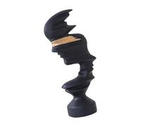 JunZheHub Statue Du Penseur Silencieux, Sculpture Abstraite, Figurine de Visage Humain, Décoration Moderne En Résine à La Finition Soignée, Idéale Comme Cadeau, or Noir