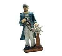 JunZheHub Statue Figurine Résine Sculpture de Pêcheur Ornement de Collection Créatif Adaptée pour Cheminée Étagère Cadeau Fête des Pères Noël Nouvel an, avec Gouvernail