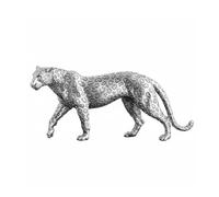 JunZheHub Statue Léopard Résine Ornement Décoratif Panthère Sculpture Animalier Figurine de Bureau Finition Argentée Lisse Allure Raffinée Adaptée à Salon, Moderne, Abstrait, Animalier-A