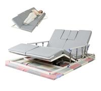 Juodkeo Cadre de lit élévateur électrique avec télécommande et matelas, élévation du dos, élévation des jambes, renversement gauche/droit, 190 * 120cm, cuvette sanitaire, table à manger,Mattress