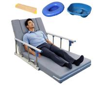 Juodkeo Dossier de lit élévateur pour seniors avec matelas à mousse mémoire, garde-corps pliable, élévateur de traversin électrique réglable, chaise dossier médicale portable pour s'asseoir