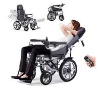 Juodkeo Fauteuil roulant électrique ergonomique pliable inclinable à dossier haut pour seniors, dossier réglable à 160°, fauteuil roulant motorisé, batterie 12Ah, repose-pieds à hauteur réglable