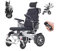 Juodkeo Fauteuil roulant électrique intelligent inclinable, fauteuil roulant électrique de pour adultes avec télécommande, pliable et léger avec appui-tête, batteries au lithium 12 Ah, moteur 500 W