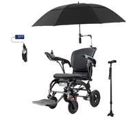Juodkeo Fauteuil roulant électrique léger 33lbs, fauteuil roulant électrique pliable pour adultes, double moteur 360W, accoudoirs élévables, avec lampe USB et béquilles,10ah
