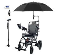 Juodkeo Fauteuil roulant électrique motorisé léger en carbone-aluminium, taille pour déplacements tout-terrain, capacité 150kg, incluant parapluie, canne à walking et lampe USB,6ah