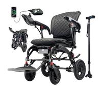 Juodkeo Fauteuil roulant électrique pliable avec repose-pieds réglable, siège confortable ergonomique, moteur silencieux sans balais, pour seniors, handicapé,with Light and Stick