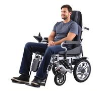 Juodkeo Fauteuil roulant électrique réglable pliable pour adultes - Portée 25km tout-terrain, batterie 12A, avec tête repose et dossier réglable en multi-angle
