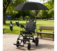 Juodkeo Fauteuil roulant électrique ultra-léger et pliable pour adultes et seniors | Grande autonomie de déplacement | Fauteuils roulants électriques tout-terrain | Inclut parapluie et lampe USB,6ah