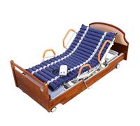 Juodkeo Lit d'hôpital électrique 4 fonctions, réglable avec rotation à 90°, fonction de rotation, avec dossier et fonction de levée des jambes, avec roues silencieuses à frein double-face