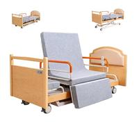 Juodkeo Lit d'hôpital électrique ICU élévateur avec rotation de 90°, fonction d'élévation du dossier et des jambes, moteur & système de contrôle et système de verrouillage central avec roulettes de 5"