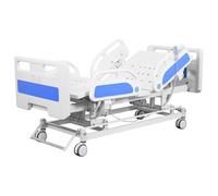 Juodkeo Lit d'hôpital entièrement électrique 3 en 1, réglage de la hauteur, lit médical de soins intensifs avec garde-corps, roulettes silencieuses à verrouillage en une étape