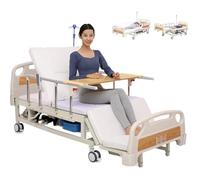 Juodkeo Lit d'hôpital médical électrique 10 fonctions pour usage domestique - Roulettes verrouillables de 12,7 cm, contrôle du moteur et système de verrouillage centralisé, charge jusqu'à 250 kg, lit