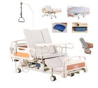 Juodkeo Lit médical électrique élévable avec poignées d'exercice, angle d'élévation du dos : 0°-85°, rotation latérale de 45°, (200 * 90 * 43-63cm)