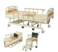 Juodkeo Lit médical réglable Haut de Gamme à 5 Fonctions pour Un Usage Domestique, y Compris Un Fauteuil Roulant Amovible, Un Matelas, des Roues silencieuses et Une Assistance à la défécation.