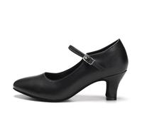 JUODVMP Chaussures de Caractère pour Femmes,Chaussures de Danse en Cuir Noir,Escarpins pour Femmes pour Le Tango,la Valse et Les Danses Sociales,37 EU