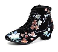 JUODVMP Chaussures De Danse Latine pour Femmes Baskets à Lacets Enseignement Performance Bottes De Danse Salsa Modernes Semelle en Caoutchouc Haute 3.5 cm Talon Bas, 41 EU