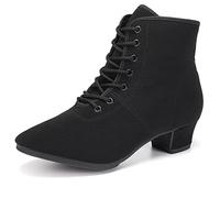 JUODVMP Chaussures De Danse Latine pour Femmes Baskets à Lacets Enseignement Performance Bottes De Danse Salsa Modernes Semelle en Caoutchouc Haute 3.5 cm Talon Bas, 37 EU