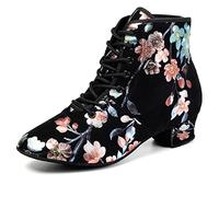 JUODVMP Chaussures de Danse Latine pour Femmes Baskets à Lacets Enseignement Performance Bottes de Danse Salsa Modernes Semelle Haute en Daim 3.5 cm Talon Bas, 40 EU