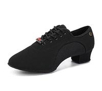 JUODVMP Chaussures de Danse Moderne Latin Jazz Femme Fermé Enseignement Standard Chaussures de Danse de Salon Laçage 3,5 cm Talon Modèle 902, 40 EU